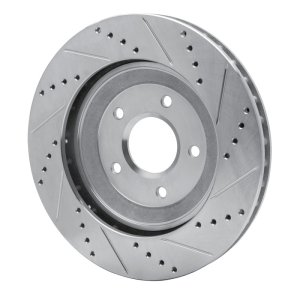 Cadillac XLR Brake Rotor (1) - Right Front - R1 Concepts - Drilled & Slotted - Silver - `97-`09